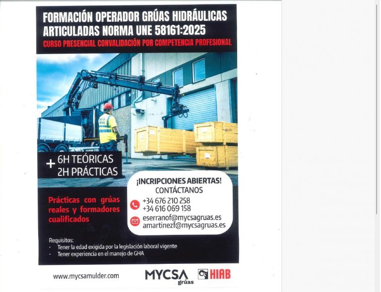 Curso presencial Grúas hidráulicas zaragoza